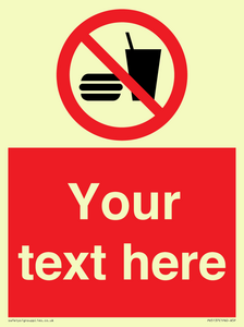 Custom No Eating or Drinking Sign
